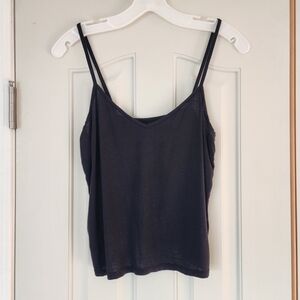 American Eagle Outfitters Basic Cropped Black V-Neck Camisole 95% Viscose M